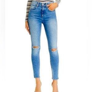 Rag & Bone High Rise Stylish Blue Distressed Skinny Jeans in Color Bonnie